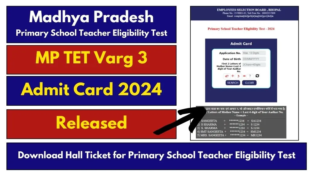 MP TET Varg 3 Admit Card 2024